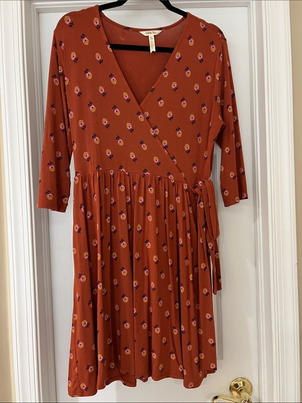 Maeve Rust Floral Wrap Dress